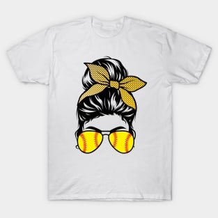 Softball Bun & Glasses - Light Apparel T-Shirt